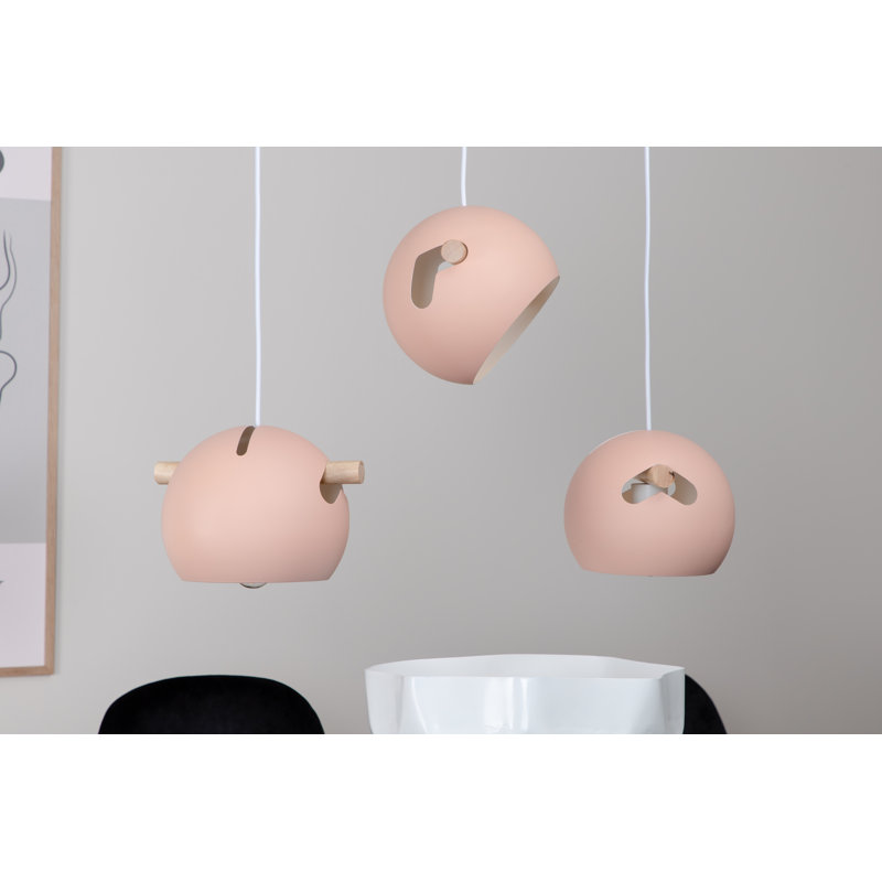Althea 3 - Light Kitchen Island Pendant, Pink, 15.5cm H x 73cm W x 23cm D