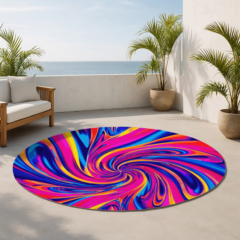 Cosmic Ripple Indoor And Outdoor Area Rug, Round 5'