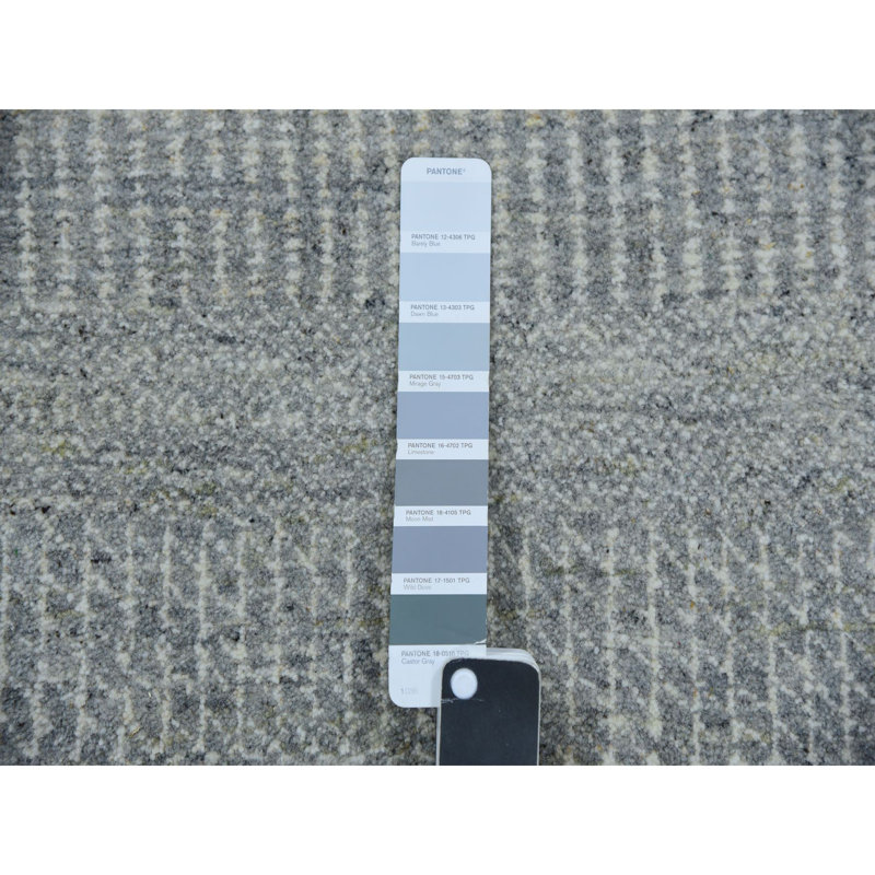Tapis rond gris en laine noué à la main 13 pi x 13 pi 4C64FF46A1E448DE91913444A835FE9F