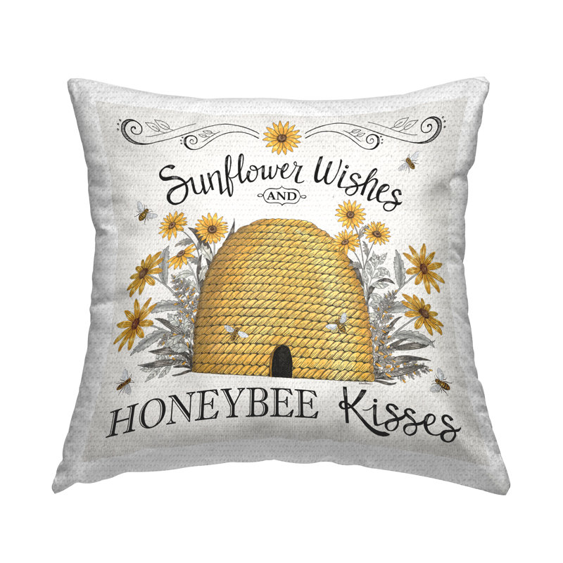 Coussin d'extérieur Sunflower Wishes Honeybee Kisses