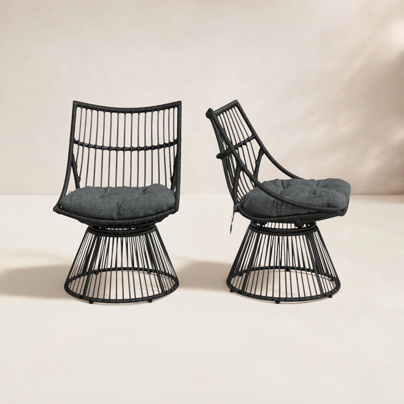 Fiona Patio Chairs with Cushions, Gray, Gray