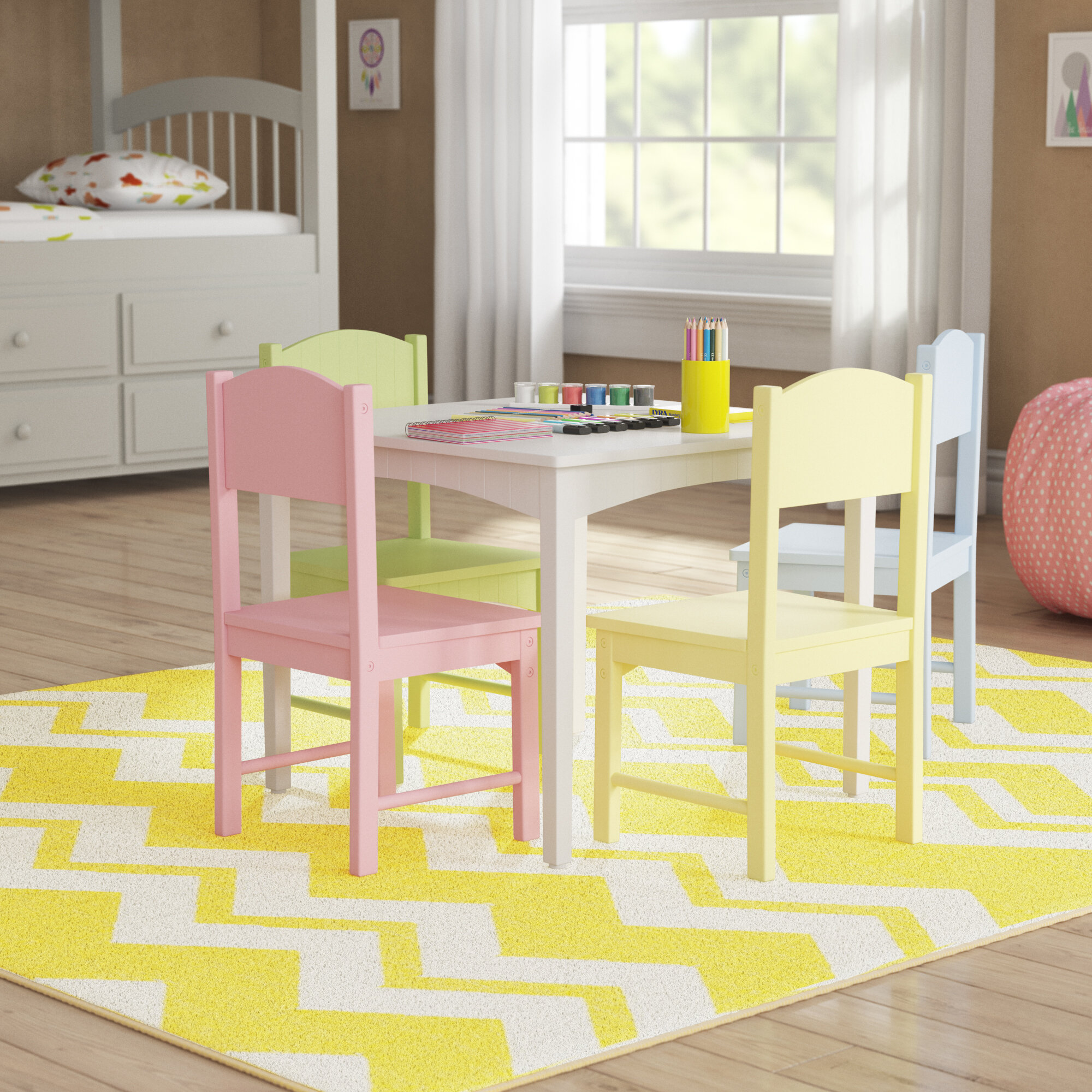 Kidkraft pastel table and clearance chairs