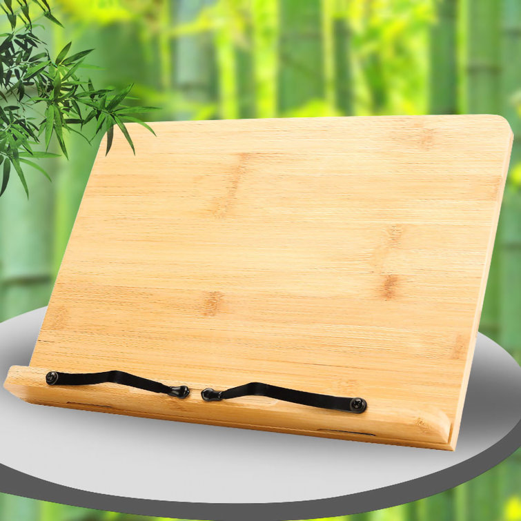 Universal Bamboo Book Stand, for Cookbooks, Reading, Cell Phone, Art, Music