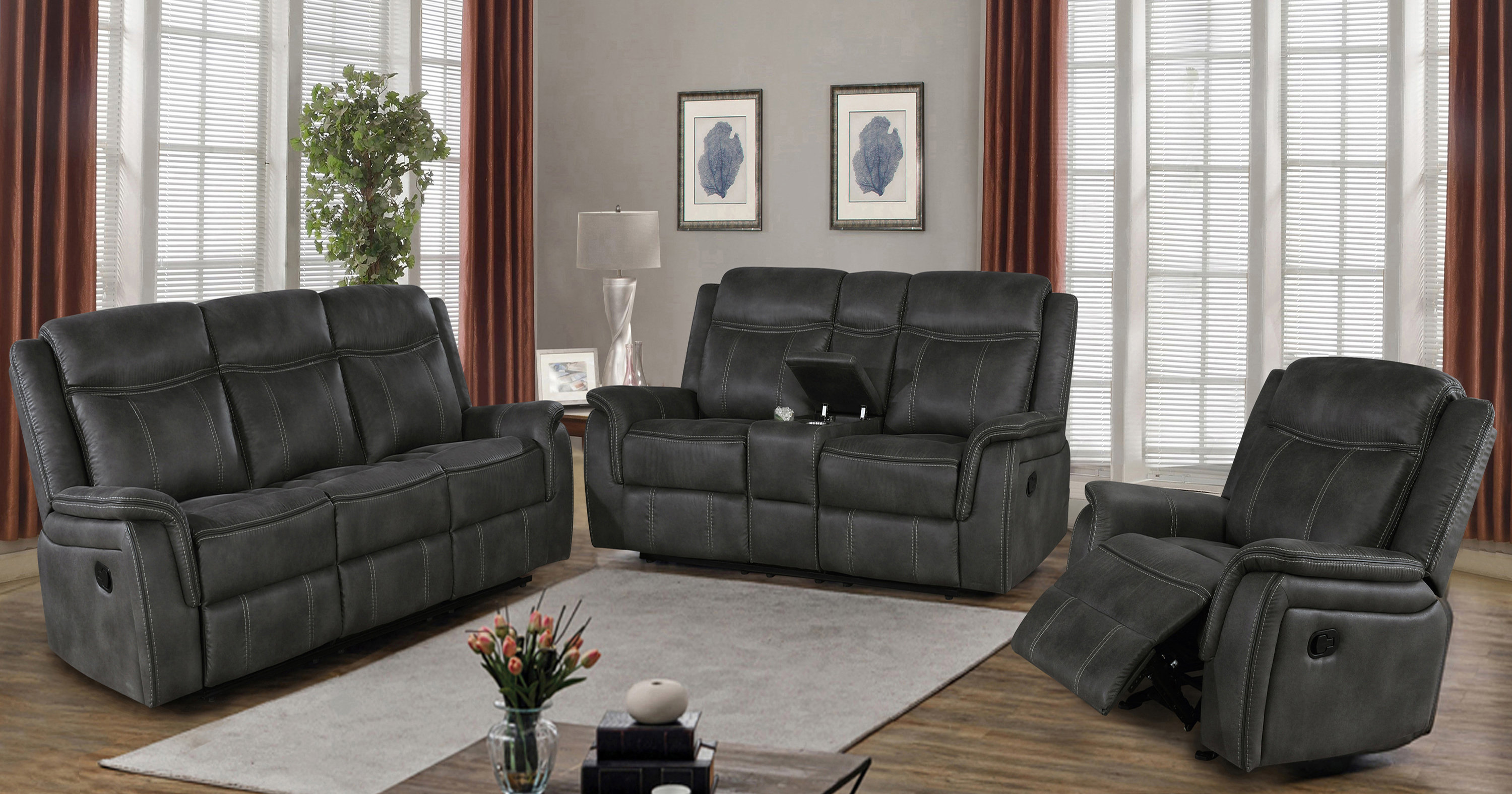 Ebern Designs Kempst 3 Piece Reclining Living Room Set - Wayfair Canada