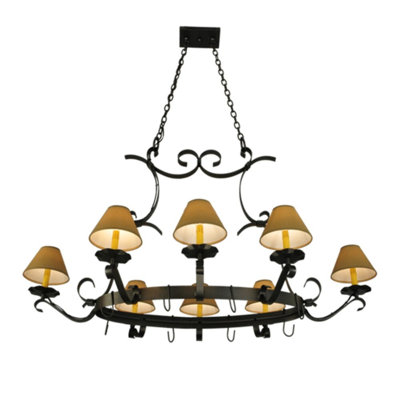 Laramie Steel Handcrafted Oval Chandelier Pot Rack