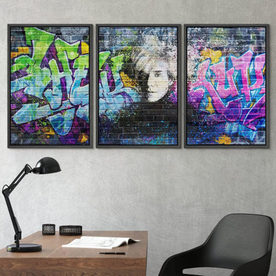 Peinture en aérosol Andy Warhol Graffiti et art urbain, art moderne coloré, portrait urbain, 3 pièces