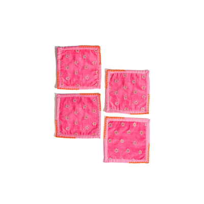 Pink Blossom Embroidered Cocktail Napkins