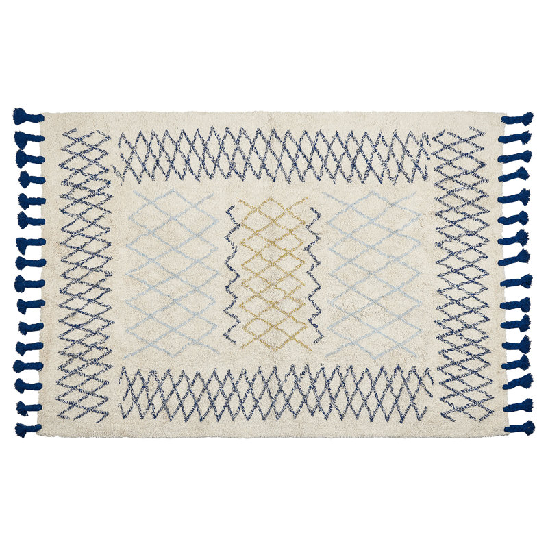 Genivee Geometric Cotton Hand Woven Area Rug, Rectangle 140 x 200cm