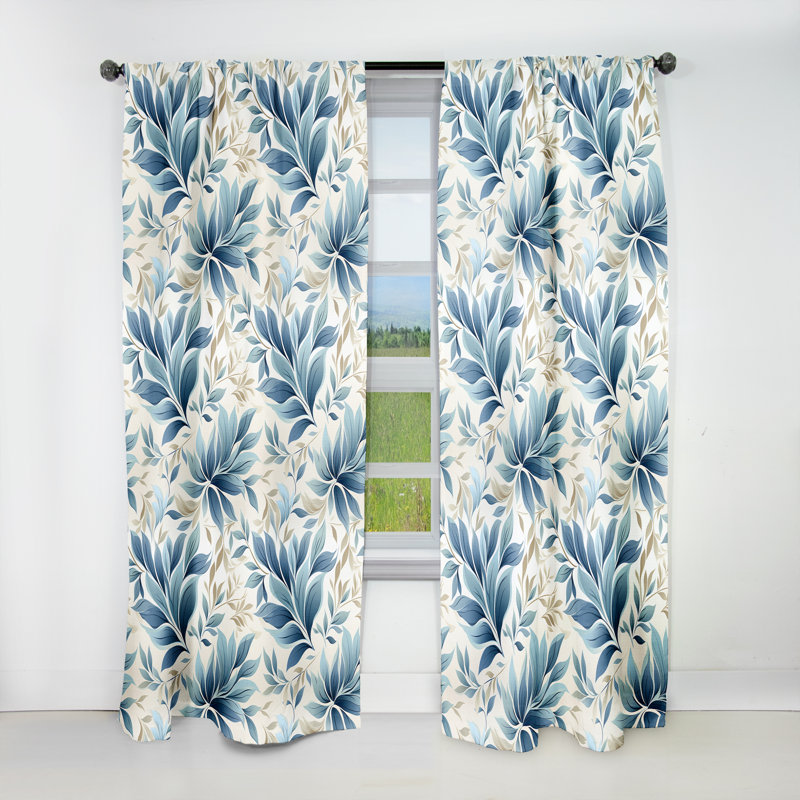 Tranquil Patterns I - Panneaux de rideaux à motif floral, L 52 po x L 63 po