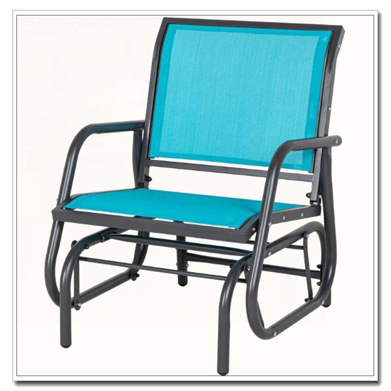 Steel Outdoor Glider Chair with Curved Armrests