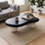 Table basse de 40 pouces en forme de nuage avec plateau noir et pieds en boule blancs, table basse moderne pour le salon-131345454