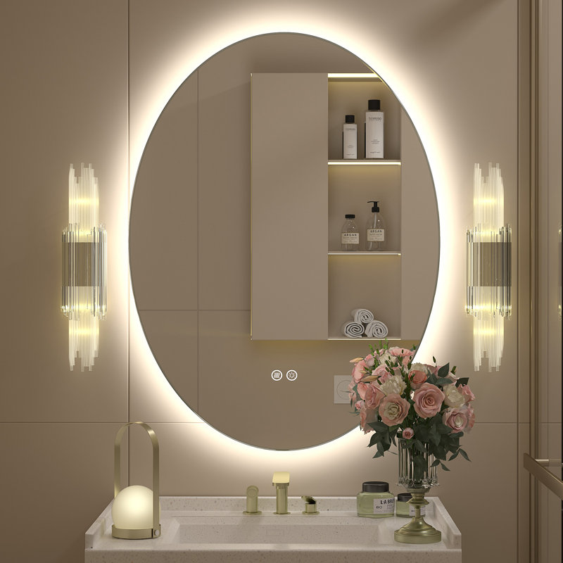 Wayfair Basics® UL Certified LED Anti-Fog Tempered Glass Oval Bathroom/Vanity Mirror , 32" x 24"