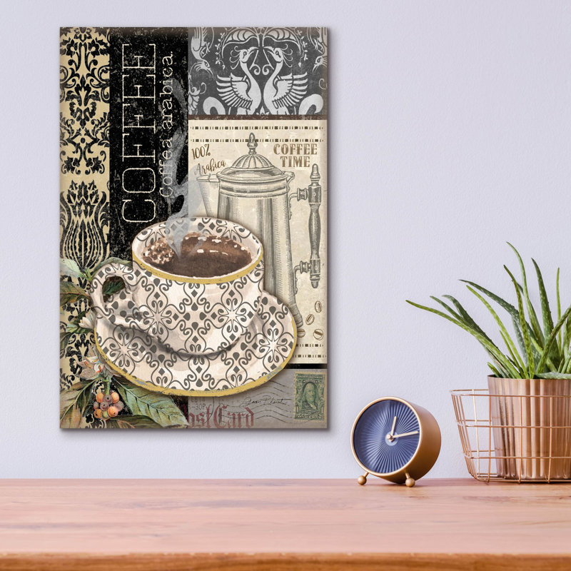 «Coffee Art A» par Jean Plout, art mural en verre acrylique, 12 po x 16 po, 12 po x 16 po