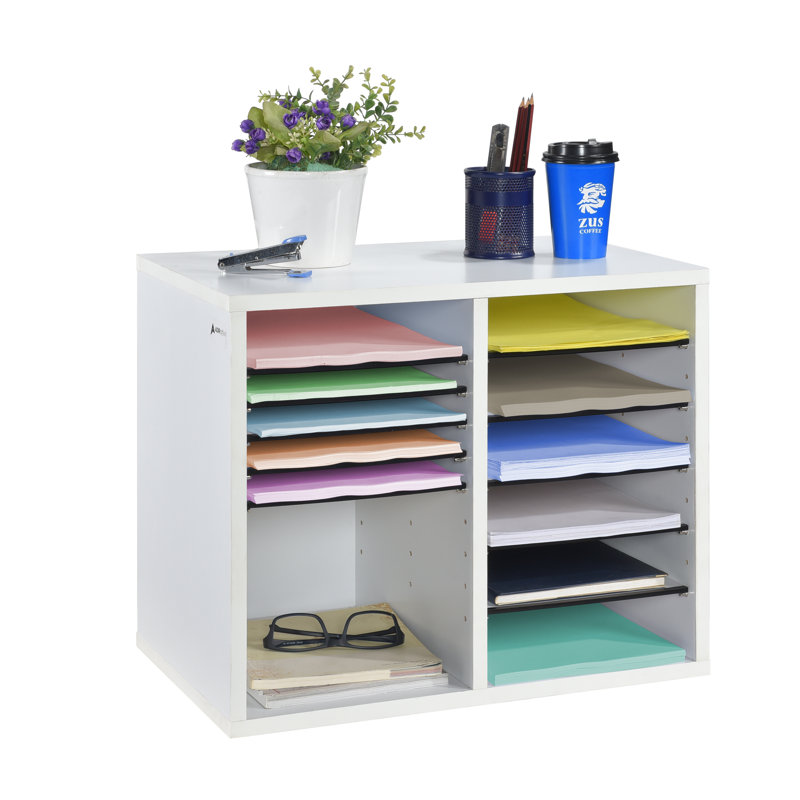 White Medium-Density Fiberboard Adjustable 12 Compartment Organizer