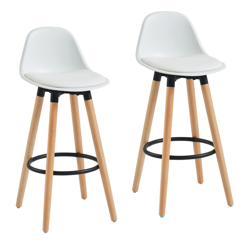 Hoban Upholstered Faux Leather Counter Stool, White