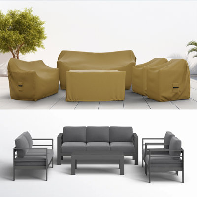 Patio Furniture Cover Set, 5 Piece Outdoor Furniture Covers, Water-Repellent, UV & Weather Resistant Covers for Sofa, Loveseat, Chairs & Table