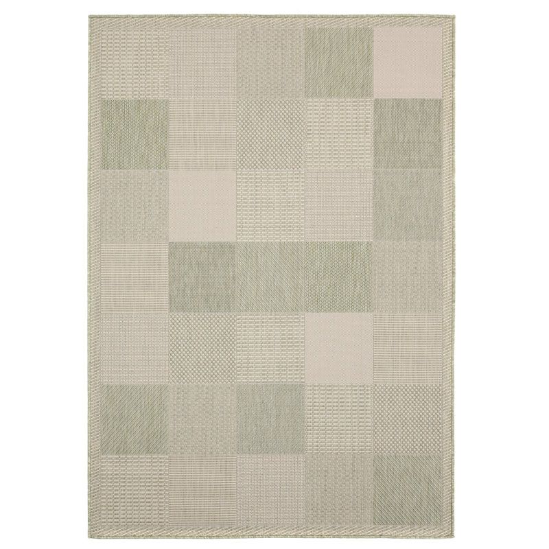 Tapis vert à motif géométrique Faro, Rectangle 5 pi 3 po x 7 pi 6 po