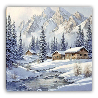 Alpine Cabins Quiet Wrapped Canvas Wall Art