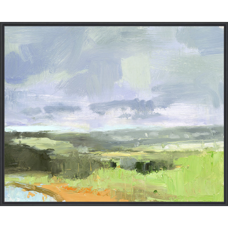 Peinture sur toile flottante, Ogunoust, regardant vers les dunes, Cadre noir, H 26 po x l 32 po x P 2 po