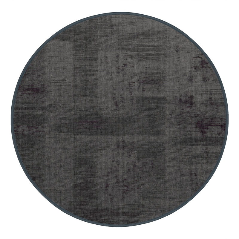 Tapis noir lavable à la machine, Rond 6 pi