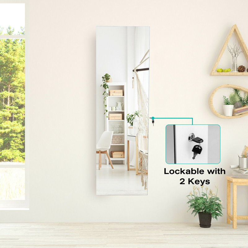 Armoire à bijoux avec miroir, Blanc