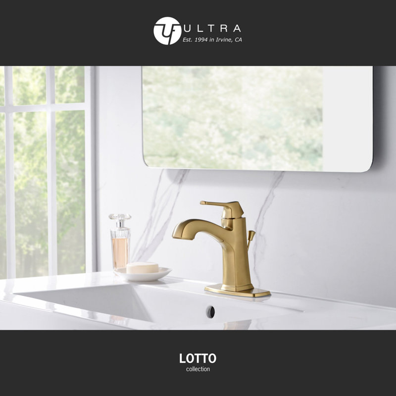 Lotto Collection Single-Handle Mid-Arc Lavatory Bathroom Sink Faucet with Drain Assembly - Brushed Gold, Brushed Gold