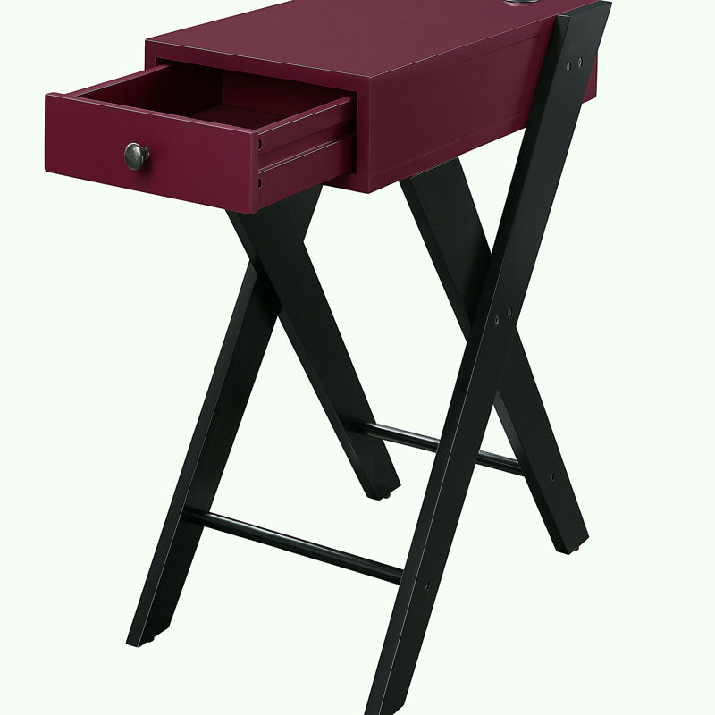 Table de bout en bois de noyer noir avec ports USB