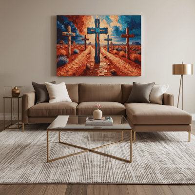«Southwestern Patterns Cross Path 210», art mural sur toile brune