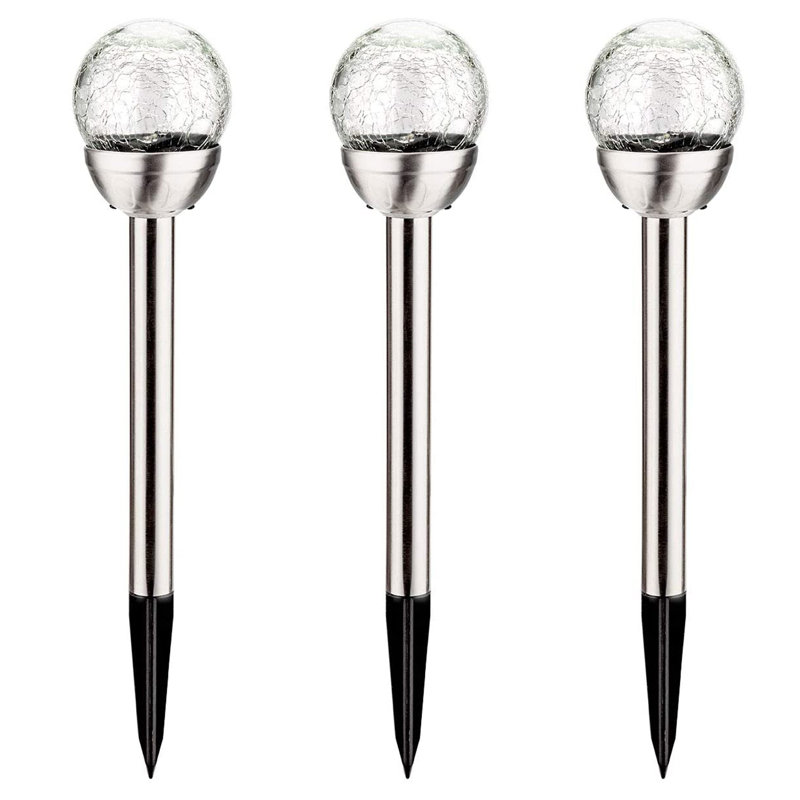 Chrome Low Voltage Solar Powered Integrated LED Metal Pathway Light Pack