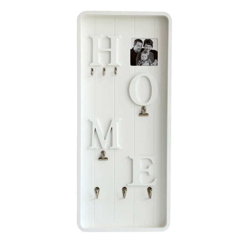 Solid Wood Wall Organizer with Key Hooks
