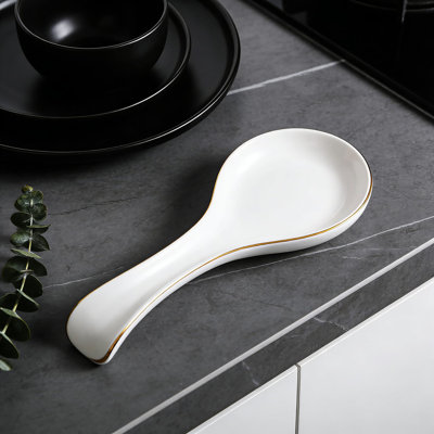 Ceramic Spoon Rest Holder For Kitchen Stovetop, Durable And Easy-Clean Utensil Rest For Spoons, Ladles, And Spatulas,  Kitchen Accessory Or Gift
