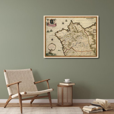Lark Manor™ Blaeu Gallery Wrapped Canvas Art Titled: Iberian Peninsula Galicia Spain, Blaeu