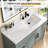 42" W × 22" D Solid Surface Vanity Top with Integrated Right side Single Sink White Bathroom Countertop with 3.5" Backsplash & 3 Pre Drilled Faucet Holes for 8" Widespread