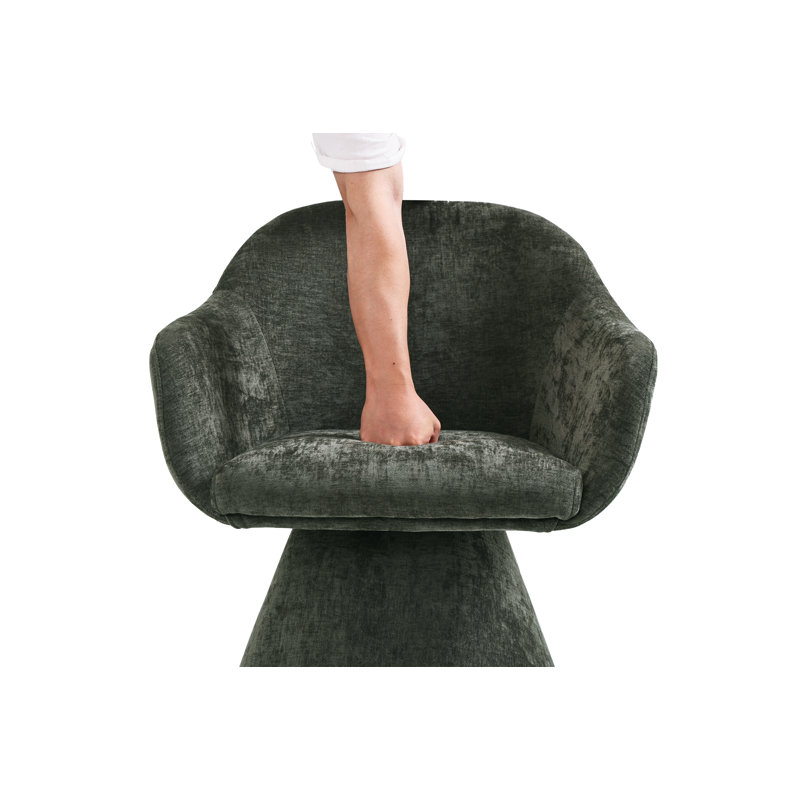 Chaise de salle à manger pivotante à 360 degrés avec pied conique, fauteuil d'appoint rembourré de forme cylindrique avec dossier en S