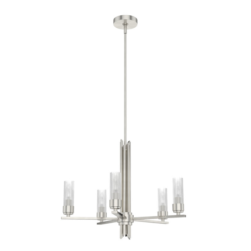 Gatz 5 Light Chandelier Ceiling Light Fixture, Brushed Nickel