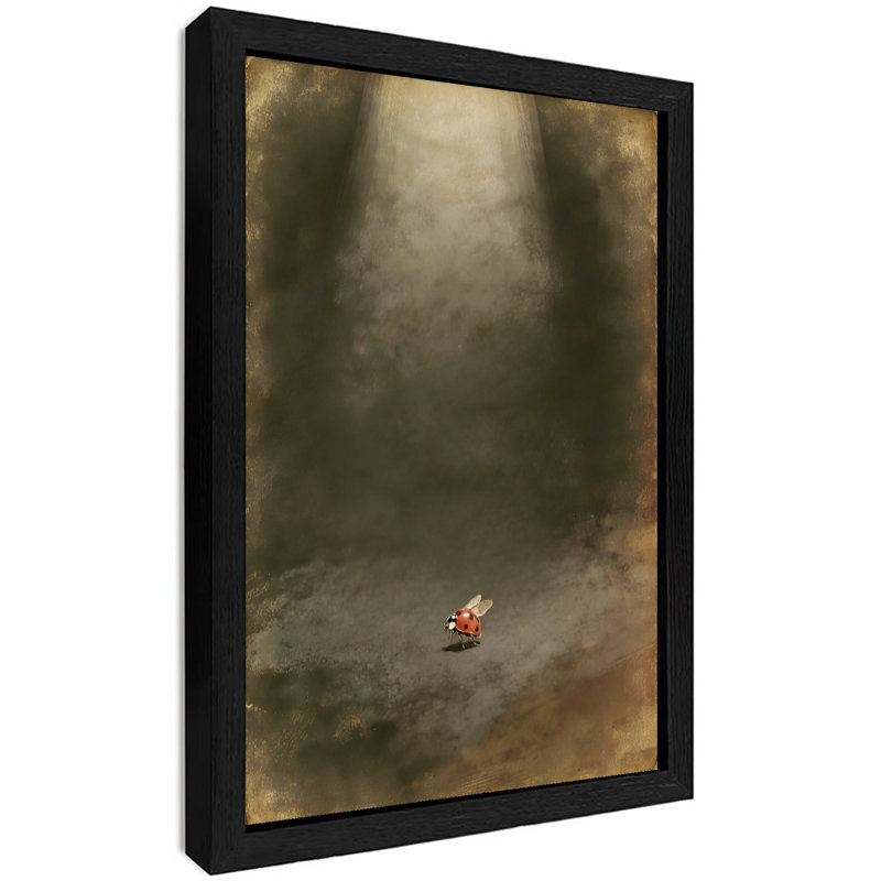 Art encadré noir, coccinelle, impression rétro, H 11 po x l 9 po