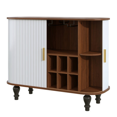39" Fluted Sideboard Bar Cabinet With 6 Wine Racks(2 PCS)