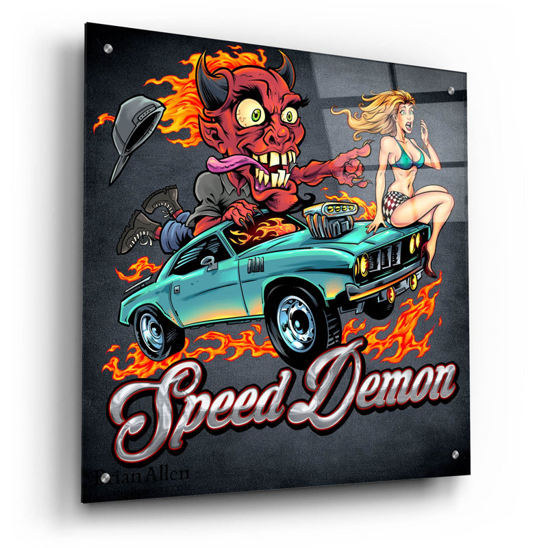 Speed démon flamboyant Hot Rod sur plastique / acrylique par Flyland Designs Print, H 24 po x l 24 po x P 0,2 po