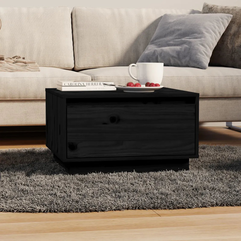 Gouker Solid Coffee Table with Storage, Black