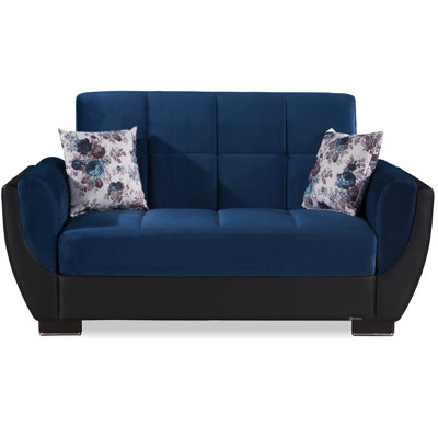 Jaliah Fabric Upholstered 3-in-1 Sleeper Loveseat Sofa Bed with Storage