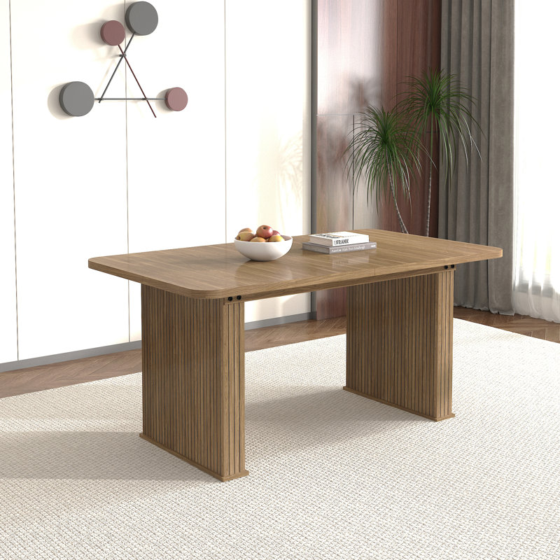 Table de salle à manger extensible en bois avec double piédestal robuste