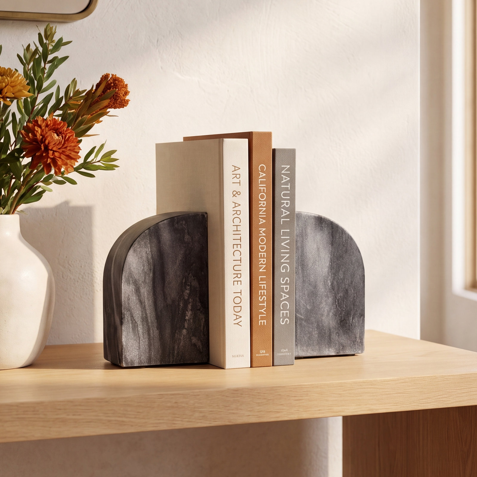 Matheson Marble Bookends, Black