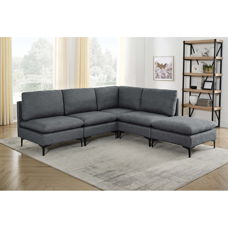 Canapé modulaire en lin avec configuration personnalisée et assemblage facile
