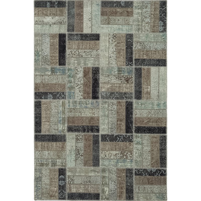 Tapis gris en coton noué à la main