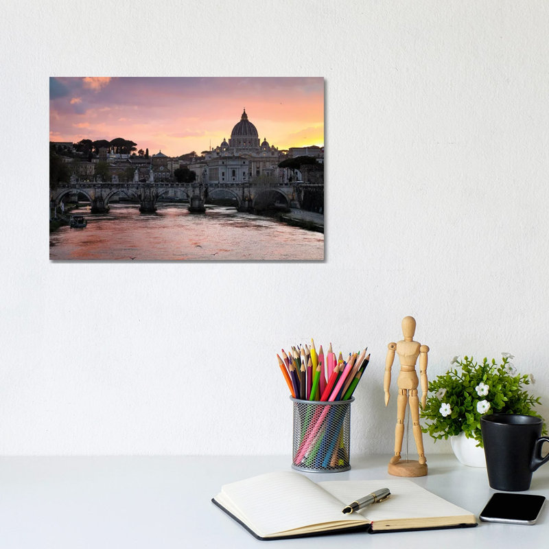 Sunset On The Vatican, Rome II by Matteo Colombo - No Frame Gallery-Wrapped Canvas Giclée on Canvas, 20.32cm H x 30.48cm W