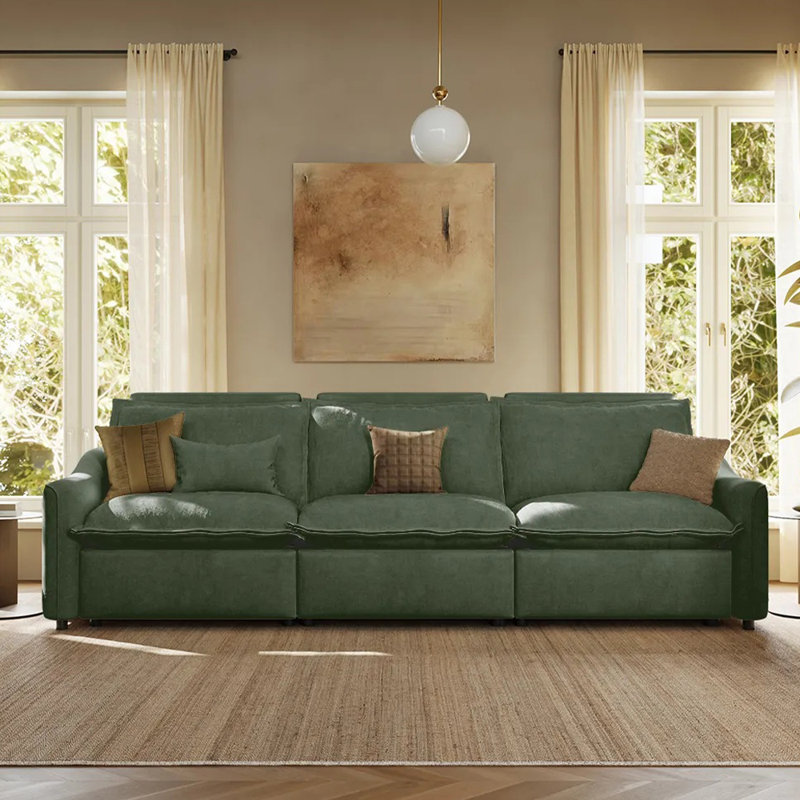 Ergopals Power Reclining Sofa, Green, 36" H x 121" W x 37.5" D, 3