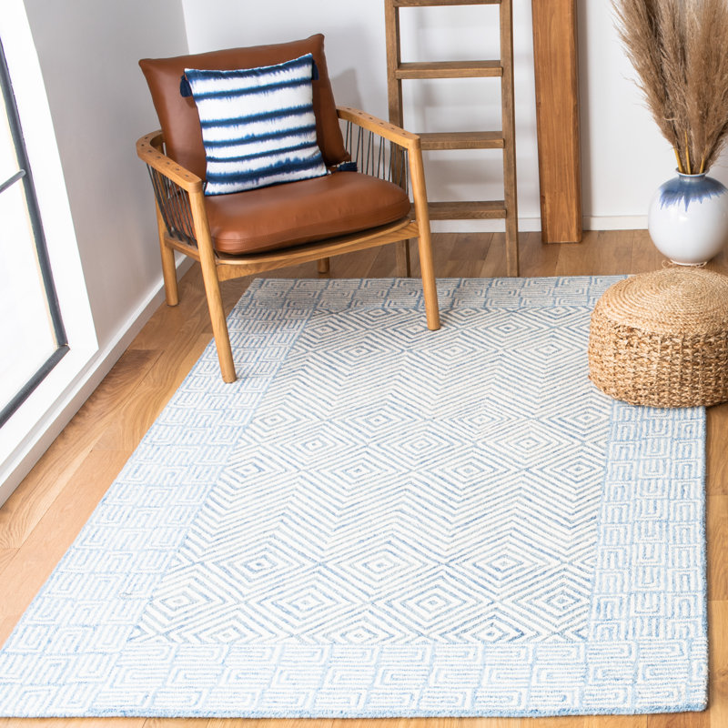 Tapis géométrique en laine et coton touffeté à la main Baileigh, Rectangle 8 pi x 10 pi