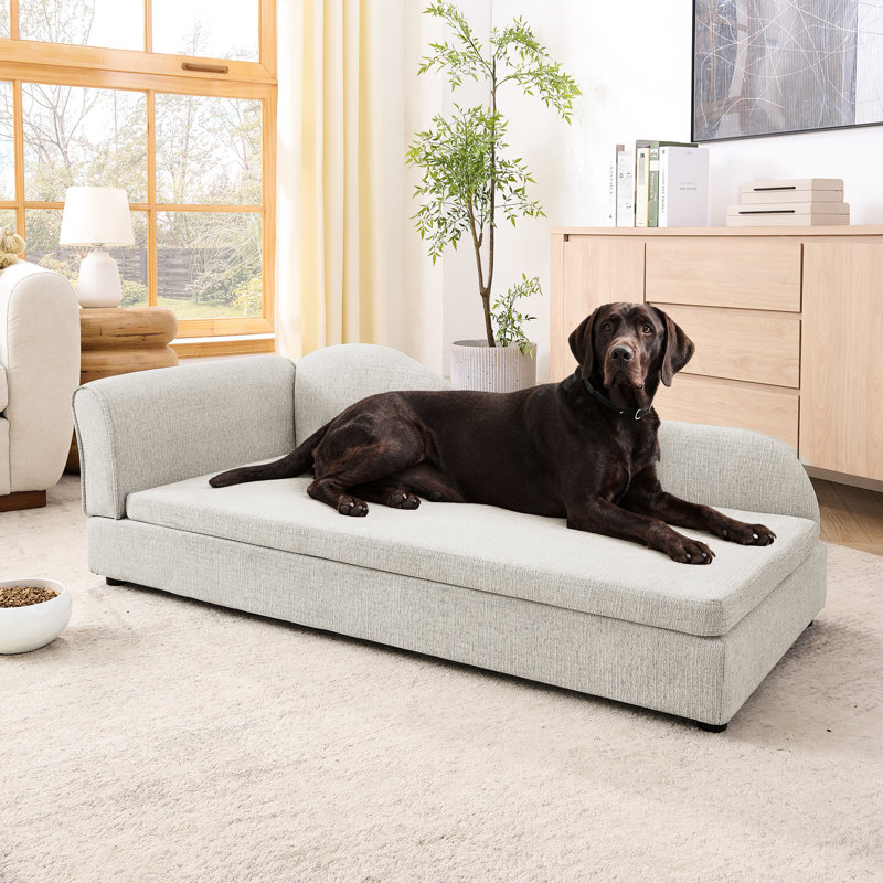 Pet For Medium And Large Dogs - Modern Irregular Design, Single Armrest, Linen, Soft Cushion, Low Plastic Feet, Olive Oversized Dog Animals , Breathable