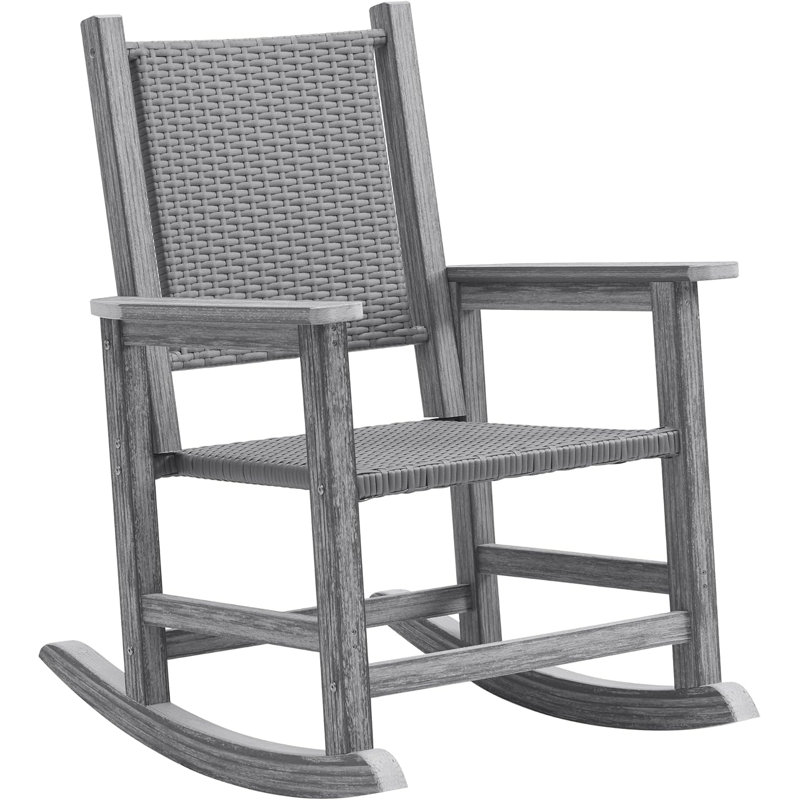Chaise berçante surdimensionnée en osier surdimensionné toutes saisons, Gris