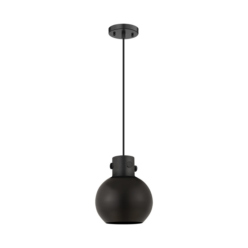 Luminaire suspendu en métal 1 lumière, Noir mat, H 9,13 po x l 8 po x P 8 po, Noir mat